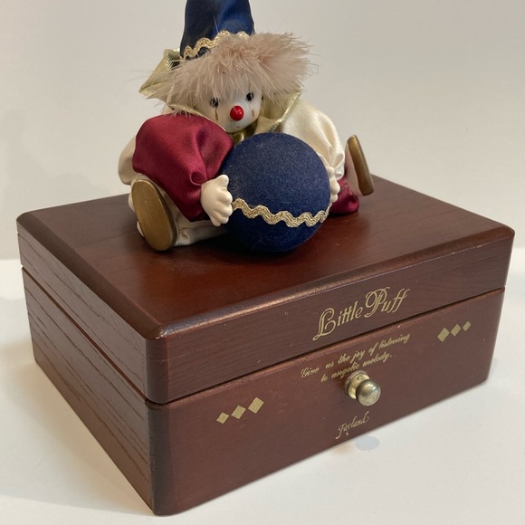 Vintage Japan Little Puff Motorized Musical Jewelry Box with Clown WORKS! - Picture 3 of 14